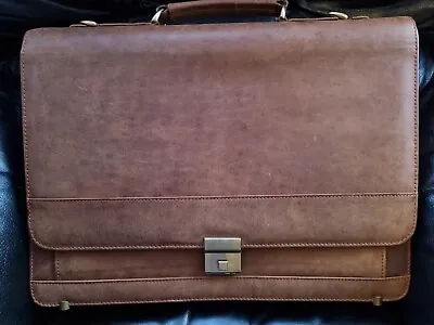 £34.50 • Buy Swiss Amiet Genuine Leather Briefcase Documents Bag With Combination Lock