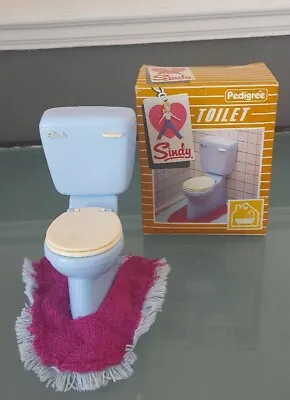 £5 • Buy Sindy Doll Pedigree Blue Toilet, Loo, WC With Mat. Boxed