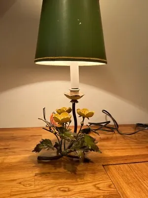 Antique Flowers And Butterfly Tole Lamp • $175
