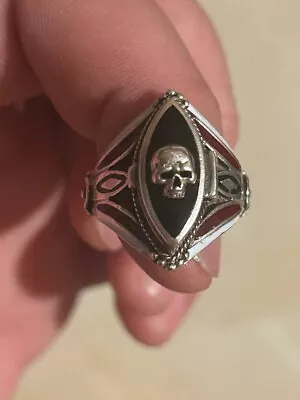 Antique Memento Mori Poison Ring Enamel Silver • $999