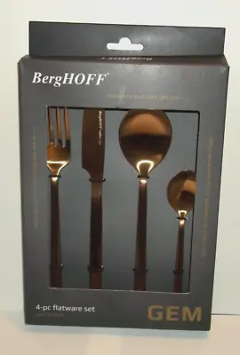 BergHOFF Gem 18/10 Stainless Steel Flatware Set Gold Plated~4 Pc. Set • $49.99