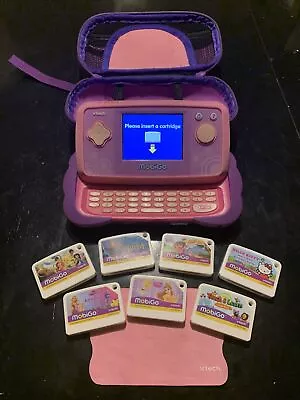 Vtech MobiGo Touch Hand Held Learning System Case 7 Cartridges + Micro Clothe! • $65