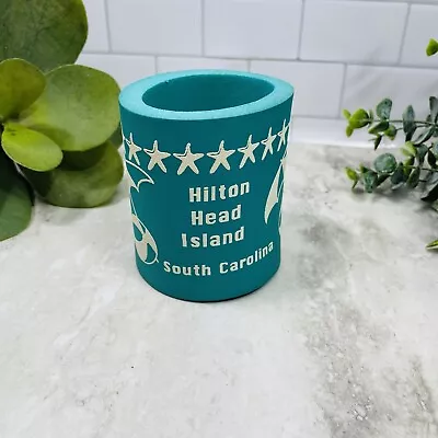 Vintage Retro Hilton Head Island SC Teal Foam Beer Can Koozie Coozie Stars • $11.99