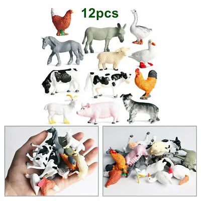 £7.99 • Buy 12Pcs Small Farm Animals Figures Bundle Realistic Cows Kids Toys Model Gift UK