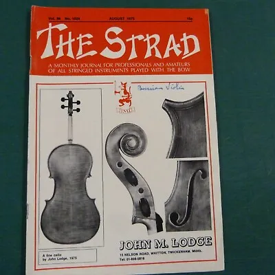 The Strad Magazine Augus 1975 Violin Of The Brescian School / Newark Violin Fest • $8.84