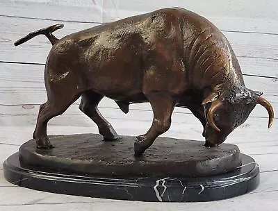 25 Lbs Charging Bull Bronze Sculpture Statue By Moigniez Hot Cast Figurine Sale • $199.50