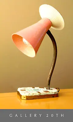 Fab! Mid Century Modern Pink Atomic Googie Mosaic Lamp! 1950s Fiberglass Shade • $1000