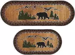  2 Pcs Bear Non Skid Rug Rustic Lodge Theme Area Rug With Bear And Cub Scene  • $56.09