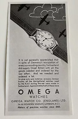 Omega Raf Watch Poster 6B 159 30T2 2292 Advert WWII WW2 • £10