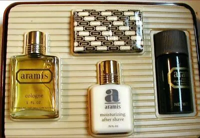  1970s ARAMIS GIFT SET Vintage Cologne After Shave Soap Foam LUCITE BOX Rare • $55