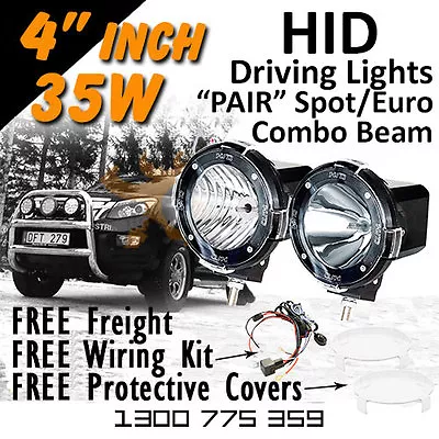 HID Xenon Driving Lights - 4 Inch 35w Spot/Euro Combo 4x4 4wd Off Road 12v 24v • $161.26