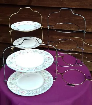 £17.50 • Buy Folding Cake Plate Stand, 2 Or 3 Tier, Chrome Or Brass Finish. 