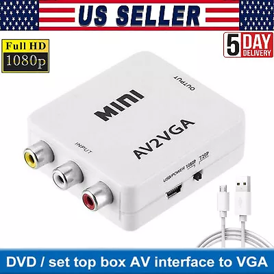 AV To VGA Composite AV CVBS 3RCA To VGA Video Converter Adapter With 3.5mm Audio • $6.99