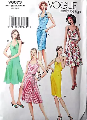 Misses Halter Or Shoulder Strap Sun Dress Easy Vogue 8073 Sewing Pattern V8073 • $15.99