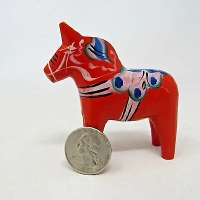 Vintage Dala Horse SMALL Red 2.75  Akta Dalahemslojd Yngve Tjader Nusnas Mora  • $25