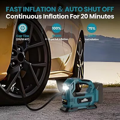 Cordless Tire Air Compressor 4 Makita 20V Max Battery 160PSI Portable Air Pump • $68.95