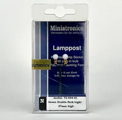 Miniatronics N Scale Green Double Park Light Lamppost 72-044-01 NIB • $15.95