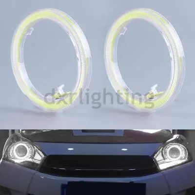 2X White Angel Eyes LED COB 70mm Car Headlight DRL Halo Ring For Projector Lens • $10.99