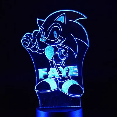 Sonic Night Light | Personalised Hedgehog Children's Light | Sonic Gift | Sonic • £19.95