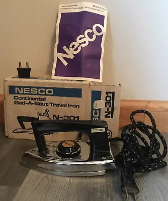 1970s 1971 Vintage NESCO Travel Iron With Original Box & Papers HOOVER N-301 • $17.24