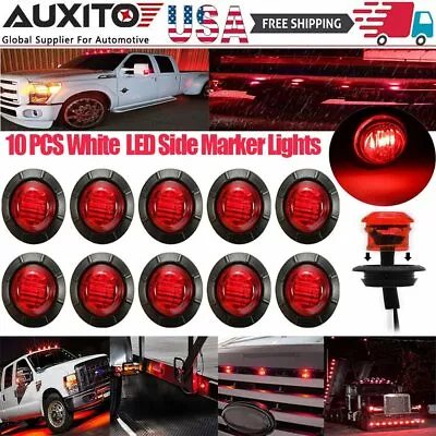 10pcs 3/4  Mini Red Small Round Side Marker Lights 3LED Button Lamps Lorry 12V • $11.99