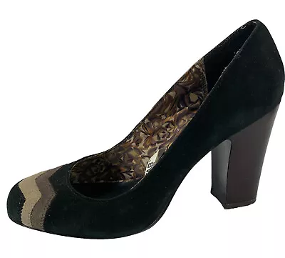 Missoni Target Chunky Heels Pump Suede Tan Black Shoes 6.5 USA Business Career • $8