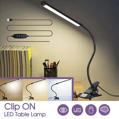 Clip On Desk Lamp Table Light Bedside Night Reading Led Eye Care USB Dimmable AU • $18.39