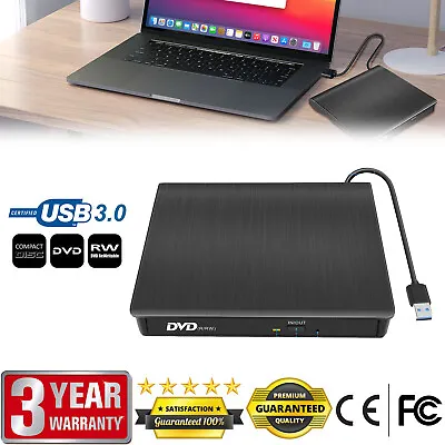 £13.99 • Buy External Slim USB 3.0 DVD CD RW Writer Drive Burner Reader Player For Laptop Mac