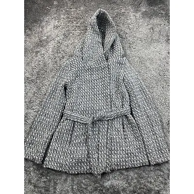 Mossimo Supply Co Jacket Womans Small Gray Tweed Acrylic Wool Hooded Belted Coat • $34