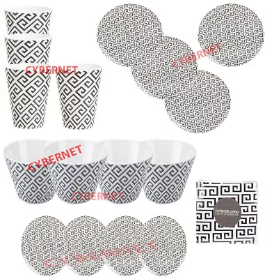 £7.95 • Buy Melamine Dinner Set PATTERN Plastic Beakers Camping Picnic Plates Bowls Napkins
