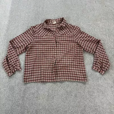 Keynote Ladies Shirt Blouse Red 16 Long Sleeve Tartan Plaid Button Up Vintage • £12.95