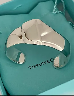 Tiffany & Co Sterling Silver Flat Knot Peretti Cuff Bangle Bracelet • $885