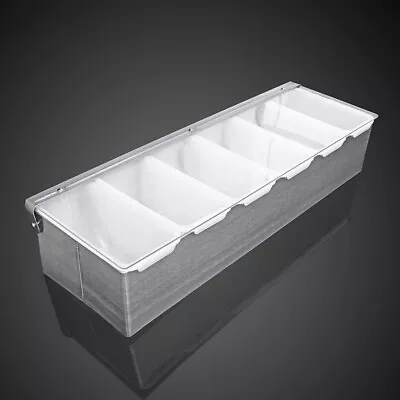 6 Compartments Condiment Dispenser Chilled Server Caddy Food Tray Salad Bar New • £36.47