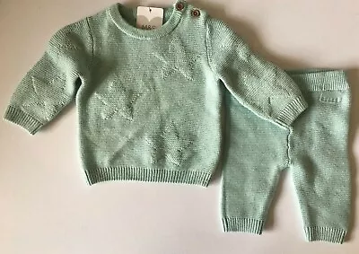 £4.99 • Buy Baby Boys M&S Blue Knitted Cotton Outfit Up To 1 Month, 0-3, 3-6 Months  RRP £15