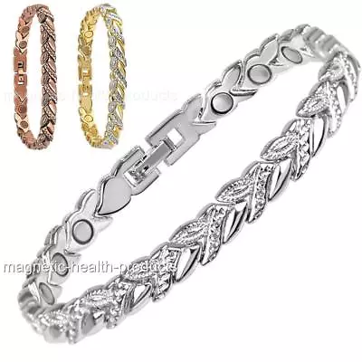 Ladies Magnetic Healing Bracelet Silver Gold Copper Bangle Arthritis Pain Relief • £14.99