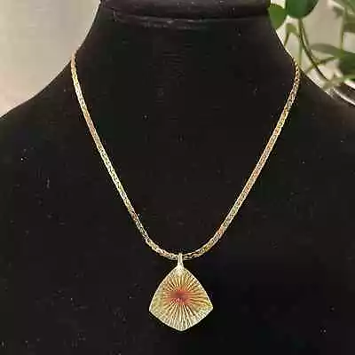 Vintage Pendant Necklace Iridescent #22 HM Crown Hang Tag • $20