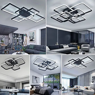 Modern Chandelier LED Lamp Black Frame Ceiling Light Living Room Pendant Lights • £39.99