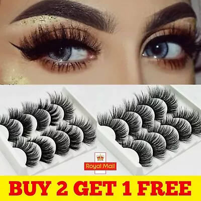 £2.98 • Buy 5 Pair🔥3D Mink🔥False Eyelashes🔥Wispy Cross Long Thick Soft Fake Eye Lashes UK