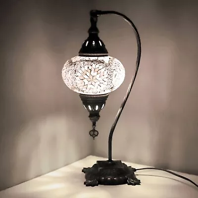 Turkish Moroccan Lamp Colorful Glass Mosaic Handmade Swan Neck Table Lamp + LED • $55.79