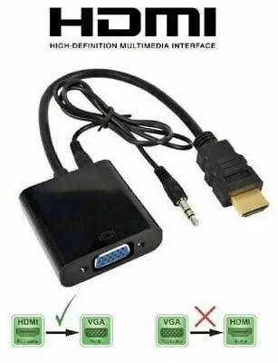 £5.49 • Buy HDMI To VGA Audio Converter Adapter Output And Power In Micro Usb Cable Black UK