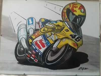  Rossi Moto Gp  Cartoon  Wall Art  A3 • $27.13