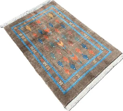 Thick Gabbeh Rug Hand Made Brown Persian Wool Plush Carpet (4ft X 3ft) Clean • £297.50