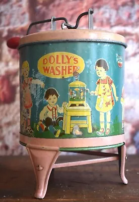 Vintage J CHEIN DOLLYS WASHER TIN LITHO TOY WASHING MACHINE • $99.95