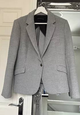 Zara Kate Duchess Grey Metallic Button Waffle  Blazer Jacket Trinny XL • £39.99