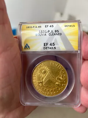 1831-p Jl Bolivia 8 Escudos Gold Anacs Ef-45 Details  Very Rare • $2900