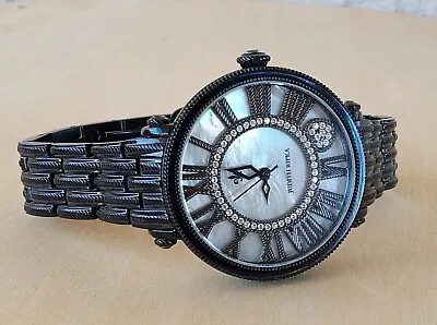 Judith Ripka  London  White Mother Of Pearl Black Stainless Bracelet Watch 7  • $89