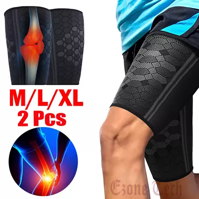 Men Women Thigh Compression Sleeves Quad And Hamstring Support Upper Leg Braces • $8.55