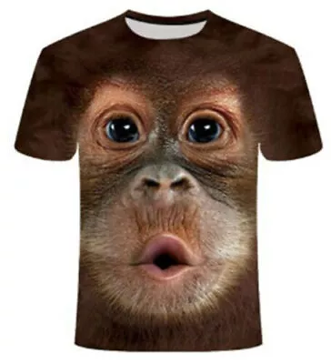 Men 3D Animal Monkey Gorilla T-shirt Print Sleeveless Funny Casual Top Vest • $18.04