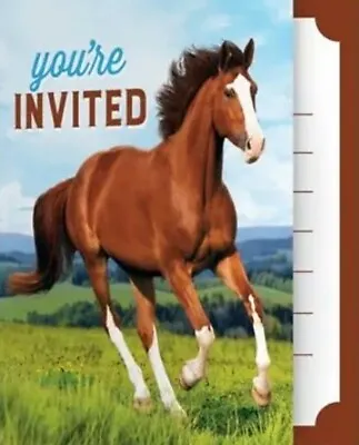 Horse And Pony Foldover Invitations 8 Pack 4  X 5  Invites Birthday Decorations • £8.68