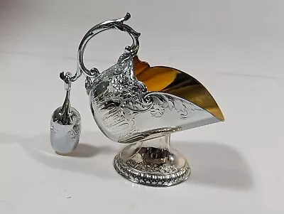 $49.99 • Buy Vintage Holiday Imports Sugar Scuttle With Scoop Floral Engraved Silverplated